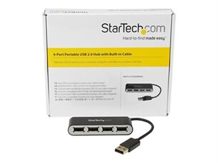 Hub USB 2.0 portable à 4 ports avec câble intégré - Concentrateur USB compact - Mini hub USB 2.0 - Concentrateur (hub) - 4 x USB 2.0 - de bureau