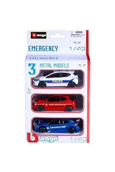 autre circuits et véhicules bburago pack de 3 véhicules d'urgence collection emergency 1/43