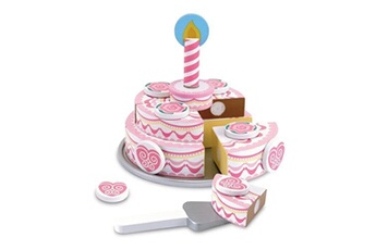 autre jeux d'imitation melissa & doug gâteau d'anniversaire en bois 20 pièces rose