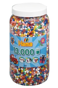création perle et bijou hama - 211-00 - loisir créatif - midi pot 13000 perles - mélange