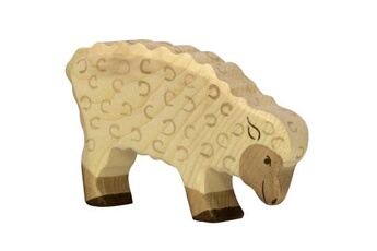 figurine pour enfant generique figurine en bois holztiger : animaux de la ferme : mouton mangeant holztiger
