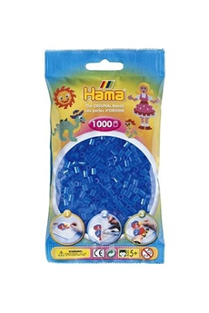 création perle et bijou hama sachet de 1000 perles a repasser midi bleu transparent - loisirs creatifs - 207-15