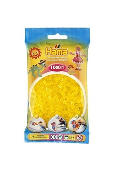 création perle et bijou hama sachet de 1000 perles a repasser midi jaune transparent - loisirs creatifs - 207-14