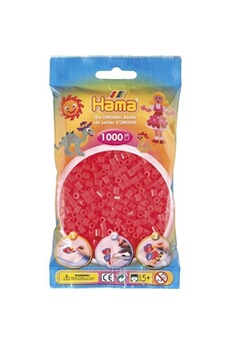 création perle et bijou hama sachet de 1000 perles a repasser midi rouge neon - loisirs creatifs - 207-35