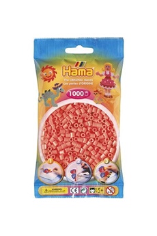 création perle et bijou hama sachet de 1000 perles a repasser midi rouge pastel - loisirs creatifs - 207-44
