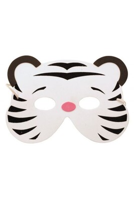 Masque de déguisement PartyPro Masque Enfant Tigre Blanc - Blanc / noir - Taille Unique