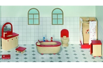 autre jeux d'imitation goki doll maison en bois de bain 7 pièces