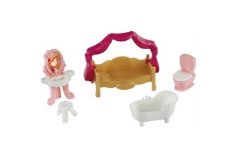 figurine pour enfant klein mobilier pour figurines princess coralie : lit à baldaquin et salle de bain