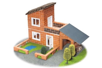 autres jeux de construction teifoc villa en kit de construction avec garage en pierre marron 330 pièces