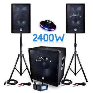 PACK Sono BMS-1812 2400W SUB Actif 46cm - 2 enceintes 30cm + Câbles+ Clé USB 32Go PACK Sono BMS-1812 2400W SUB Actif 46cm - 2 enceintes 30cm + Câbles+ Clé USB 32Go