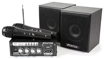 AV380BT - Kit Karaoké avec Amplificateur USB/SD/BT Enceintes et Microphones, Bluetooth, Ampli 2 x 40 Watts, 2 Micros