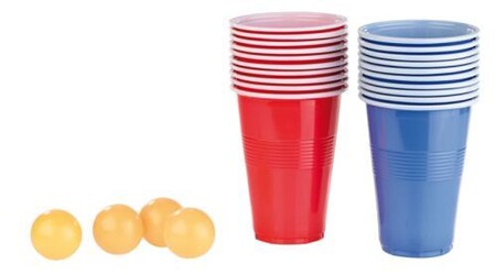 100 Gobelets à Bière Réutilisables 473ml + 10 Balles - Jeux à Boire Beer Pong Parfait Pour Fêtes, Barbecue Et Camping