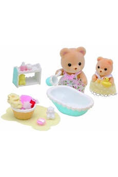 figurine pour enfant epoch d'enfance playset sylvanian families 5092 le bain de bébé ours