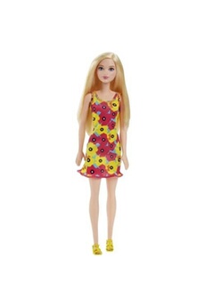 poupée bsm barbie chic blonde robe fleurie rose et jaune