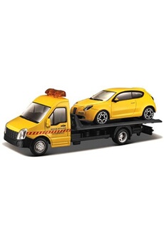 figurine pour enfant bburago camion depanneuse avec alfa romeo mito 1:43 jaune