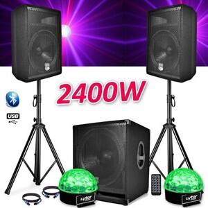 PACK SONO 1815 2400W ENCEINTES DISCO15B+PIEDS+ SUB Amplifiée 18 1000W PACK SONO 1815 2400W ENCEINTES DISCO15B+PIEDS+ SUB Amplifiée 18 1000W