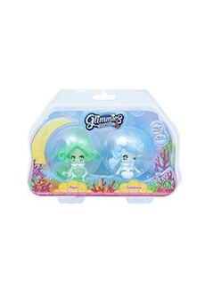 figurine pour enfant glimmies 2 figurines blister 2 aquaria alga et sablena vert et bleu 6 cm