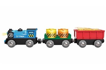 autres jeux de construction hape locomotive de rames avec wagons de marchandises en 3 parties
