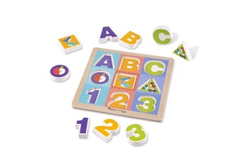 accessoire poupée melissa & doug melissa et doug first play wooden abc-123 chunky puzzle (9 pièces)