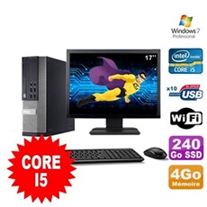 Pc optiplex 990 sff i5-2400 3.1ghz 4go 240go ssd dvd wifi w7 ecran 17'