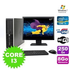 PC De Bureau HP PC HP Compaq 8100 Elite Sff Intel Core I3 530 2.93Ghz 8Go 250Go Hdd Ecran 17 WiFi Windows 7