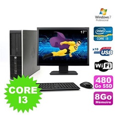 PC De Bureau HP PC HP Compaq 8100 Sff Intel Core I3 530 2.93Ghz 8Go 480Go SSD Ecran 17 WiFi Windows 7