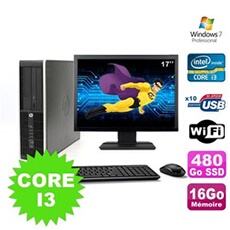 PC De Bureau HP PC HP Compaq 8100 Sff Intel Core I3 530 2.93Ghz 16Go 480Go SSD Ecran 17 WiFi Windows 7