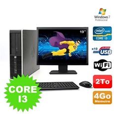 PC De Bureau HP PC HP Compaq 8100 Elite Sff Intel Core I3 530 2.93Ghz 4Go 2To Hdd Ecran 19 WiFi Windows 7