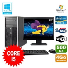 HP Lot PC Tour 8200 Core i5 3.1Ghz 4Go 500Go Graveur WiFi W7 + Ecran 22 (Reconditionné)