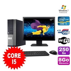 Pc optiplex 990 sff i5-2400 3.1ghz 8go 250go dvd wifi w7 ecran 17'