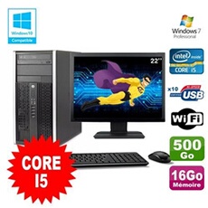 PC De Bureau HP PC HP Compaq 8200 Mt Intel Core i5 2400 3.1Ghz 16Go 500Go Hdd Ecran 22 WiFi Windows 7