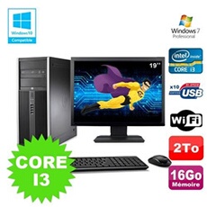 Pc De Bureau Hp Pc Hp Compaq 8200 Mt Intel Core I3 2120 3.0Ghz 16Go 2To Hdd Ecran 19 Wifi Windows 7