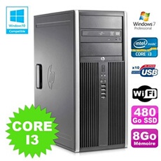 Pc tour elite 8200 core i3-2120 8go disque 480go ssd graveur wifi win 7