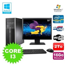 Pc De Bureau Hp Pc Hp Compaq 8200 Mt Intel Core I3 2120 3.0Ghz 16Go 2To Hdd Ecran 22 Wifi Windows 7
