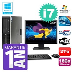 Pc 8200 sff intel i7-2600 16go disque 2to graveur wifi w7 ecran 22'