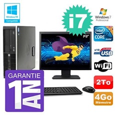 Pc 8200 sff intel i7-2600 4go disque 2to graveur wifi w7 ecran 19'