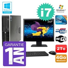 Pc 8200 sff intel i7-2600 4go disque 2to graveur wifi w7 ecran 22'