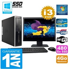 Pc compaq 8300 sff core i3-2120 ram 4go disque 480 go ssd wifi w7 ecran 22'