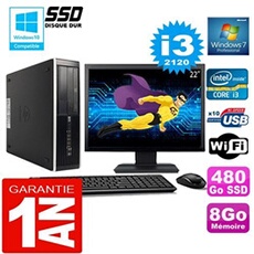 Pc compaq 8300 sff core i3-2120 ram 8go disque 480 go ssd wifi w7 ecran 22'