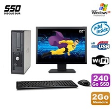 Ensemble Pc Avec Écran Dell Lot Pc Dell 380 Sff E5200 2.5Ghz 2Go 240Go Ssd Dvd Wifi Win Xp + Ecran 22"