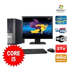 Pc optiplex 990 sff i5-2400 3.1ghz 4go 2000go dvd wifi w7 ecran 17'