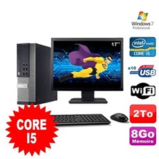 Pc optiplex 990 sff i5-2400 3.1ghz 8go 2000go dvd wifi w7 ecran 17'