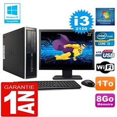 Pc compaq 8300 sff core i3-2120 ram 8go disque 1 to wifi w7 ecran 22'