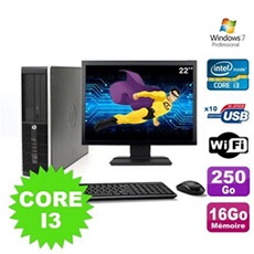 PC De Bureau HP PC HP Compaq 8100 Elite Sff Intel Core I3 530 2.93Ghz 16Go 250Go Hdd Ecran 22 WiFi Windows 7