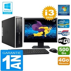 Pc compaq 8300 sff core i3-3220 ram 4go disque 500 go wifi w7 ecran 19'