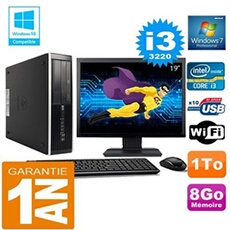 Pc compaq 8300 sff core i3-3220 ram 8go disque 1 to wifi w7 ecran 19'