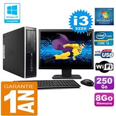 Pc compaq 8300 sff core i3-3220 ram 8go disque 250 go wifi w7 ecran 22'