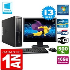 Pc compaq 8300 sff core i3-3220 ram 16go disque 500 go wifi w7 ecran 19'