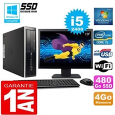 Pc compaq 8300 sff core i5-2400 ram 4go disque 480 go ssd wifi w7 ecran 19'
