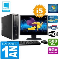 Pc compaq 8300 sff core i5-2400 ram 8go disque 500 go wifi w7 ecran 19'